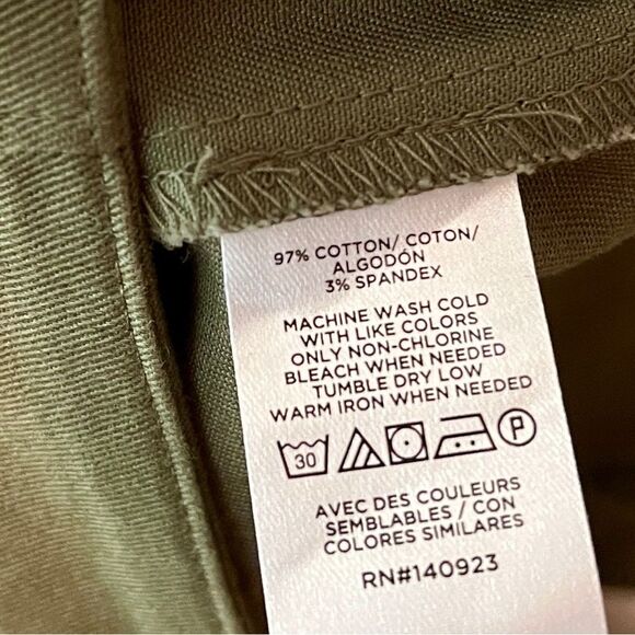 New LOFT Button Front Patch Pocket Army Green Cotton Utility Mini Skirt size 6 - Picture 5 of 5